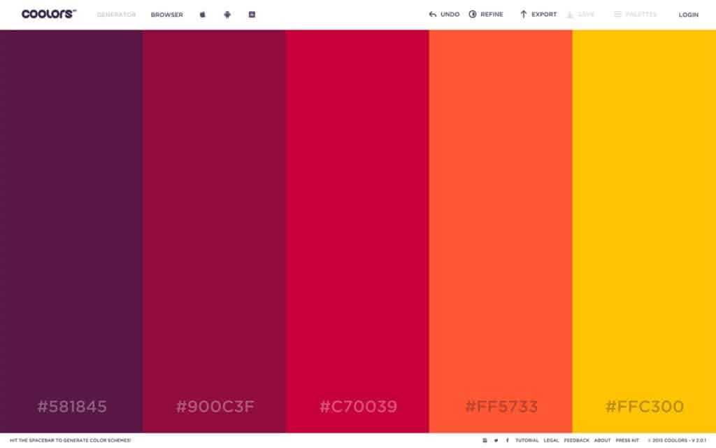 Paleta de colores para Instagram