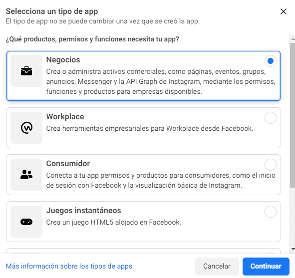Crea una app en Facebook Business Manager