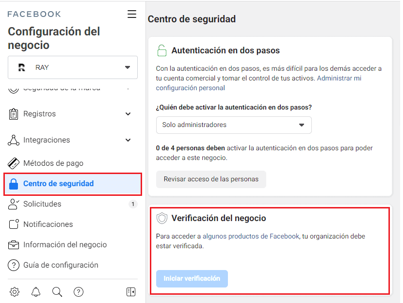 Verifica tu negocio en Facebook Business Manager