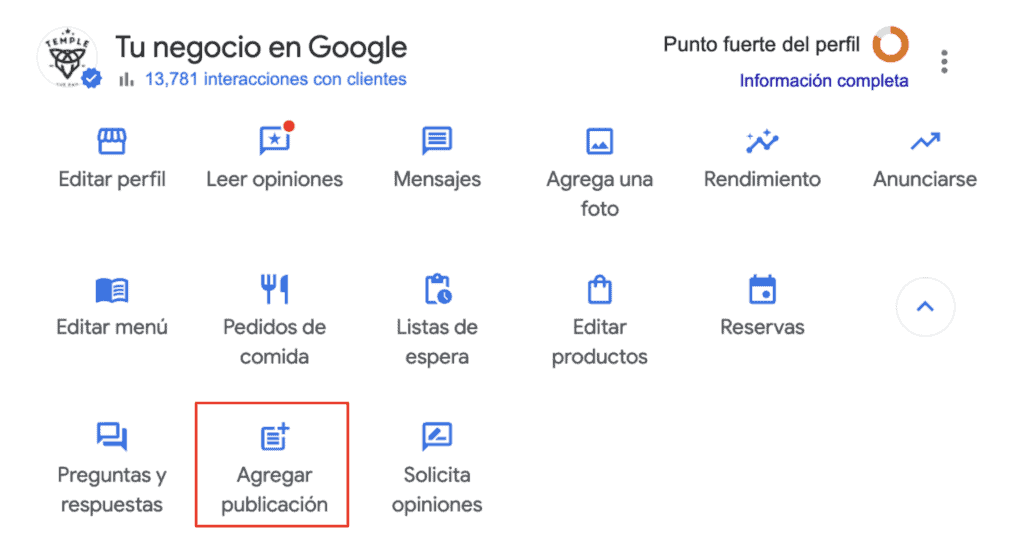 Agregar publicación a Google My Business