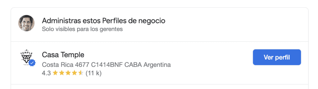 Google My Business - Ver perfiles que administras