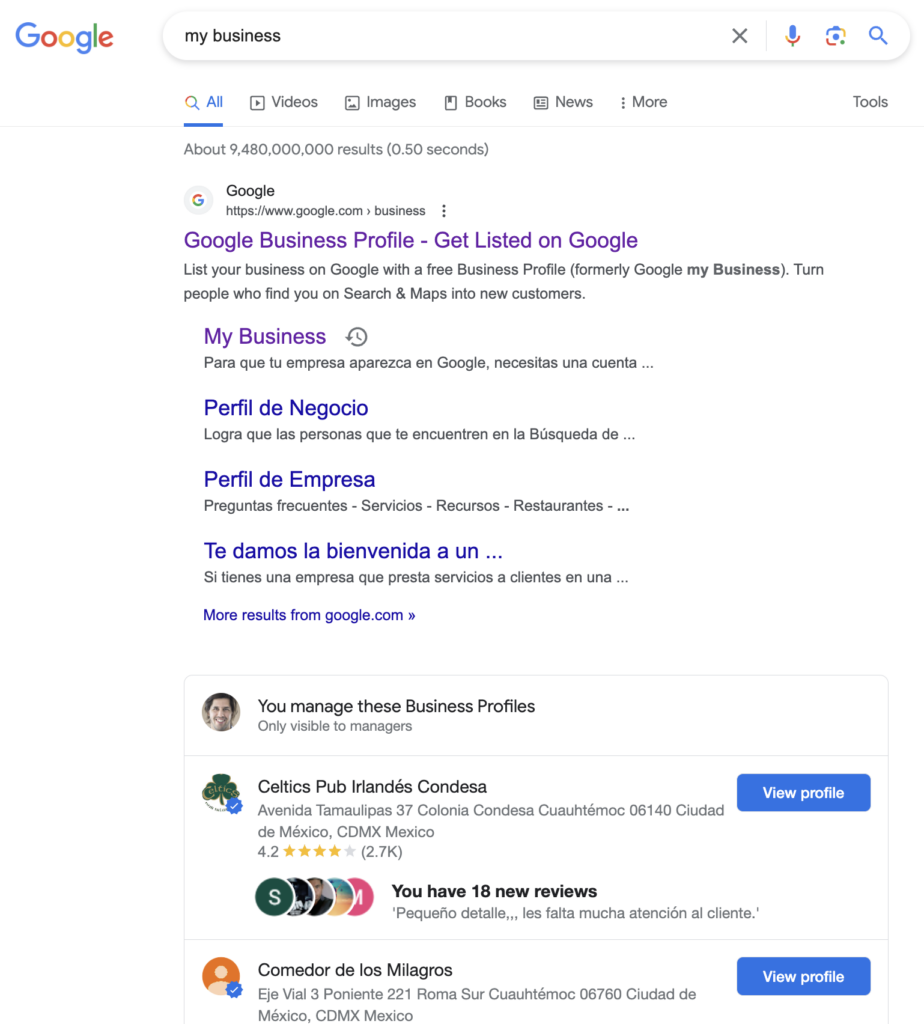 Manage Google My Business Listings