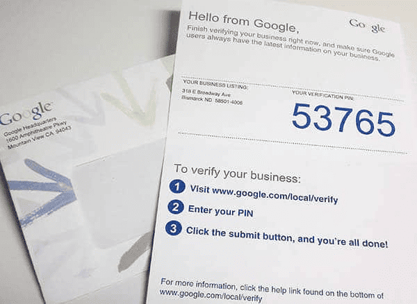 Google PIN postcard