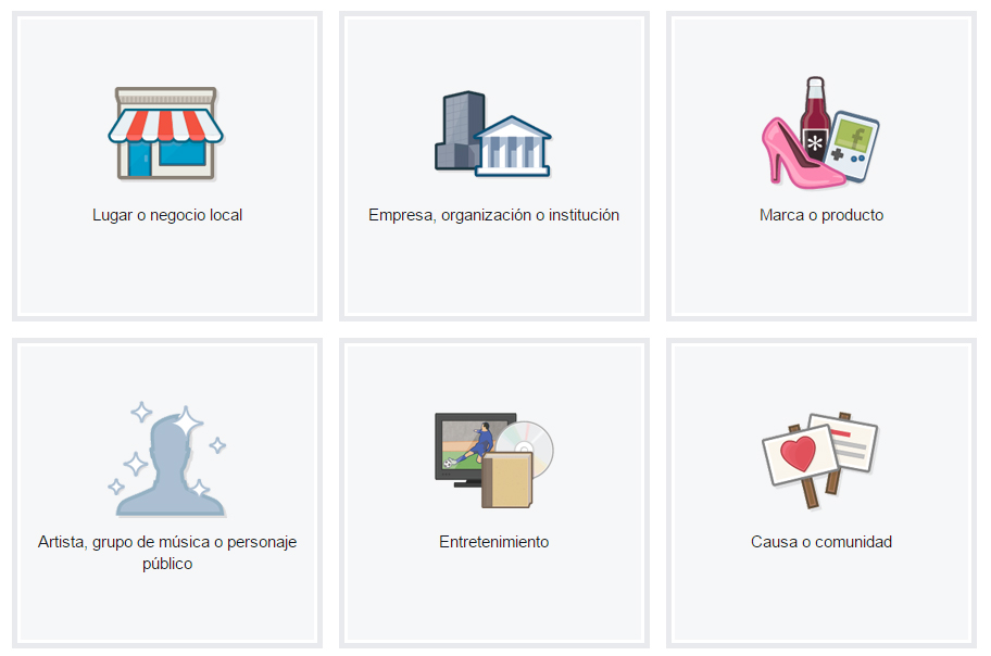 Facebook elegir categoría