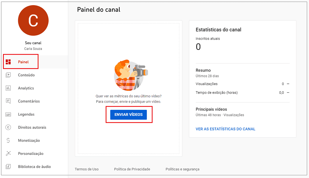 Como criar um canal no Youtube - subir vídeos
