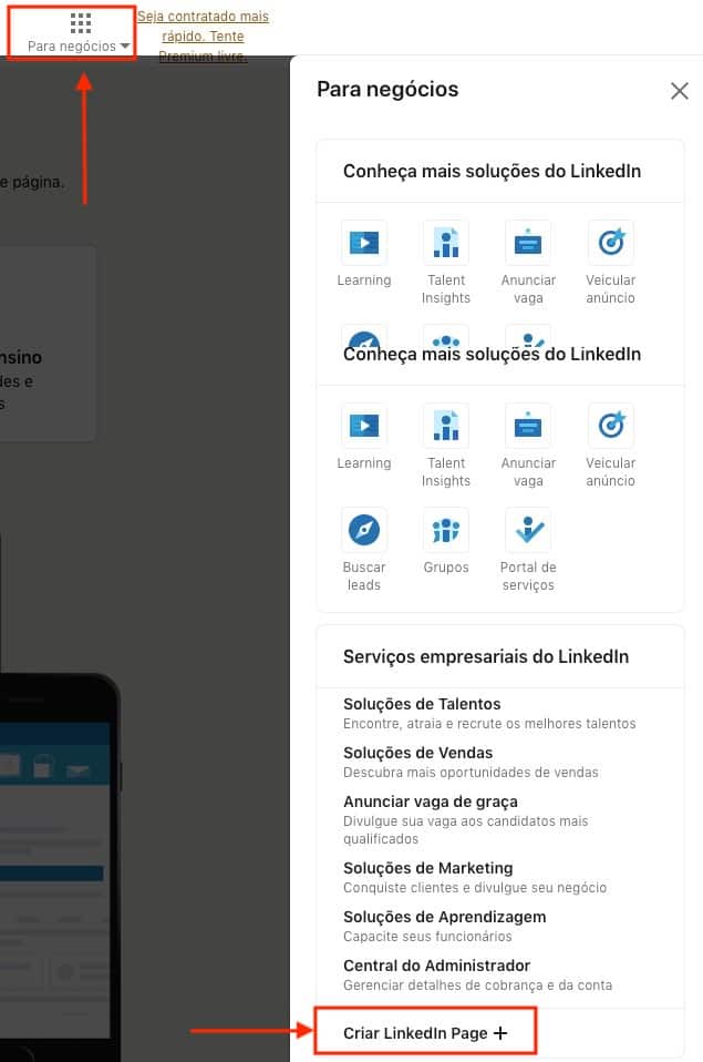 criar conta linkedin