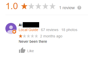 Mala reseña en Google