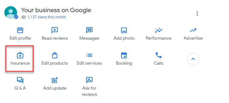 Menú de perfil de empresas desde las búsquedas de Google para la categoría medica